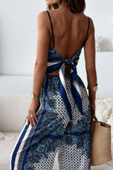 Printed Cami and Wide Leg Pants Set