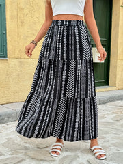 Printed High Waist Skirt Black / S