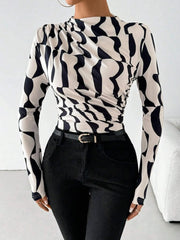 Printed Long Sleeve Blouse