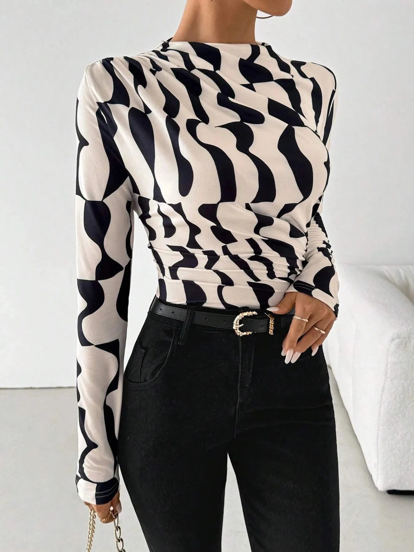Printed Long Sleeve Blouse