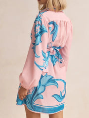 Printed Long Sleeve Shirt Dress