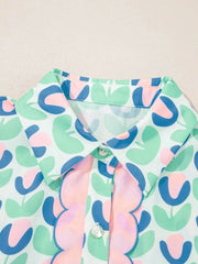 Printed Long Sleeve Shirt Dress