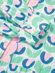 Printed Long Sleeve Shirt Dress