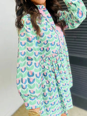 Printed Long Sleeve Shirt Dress