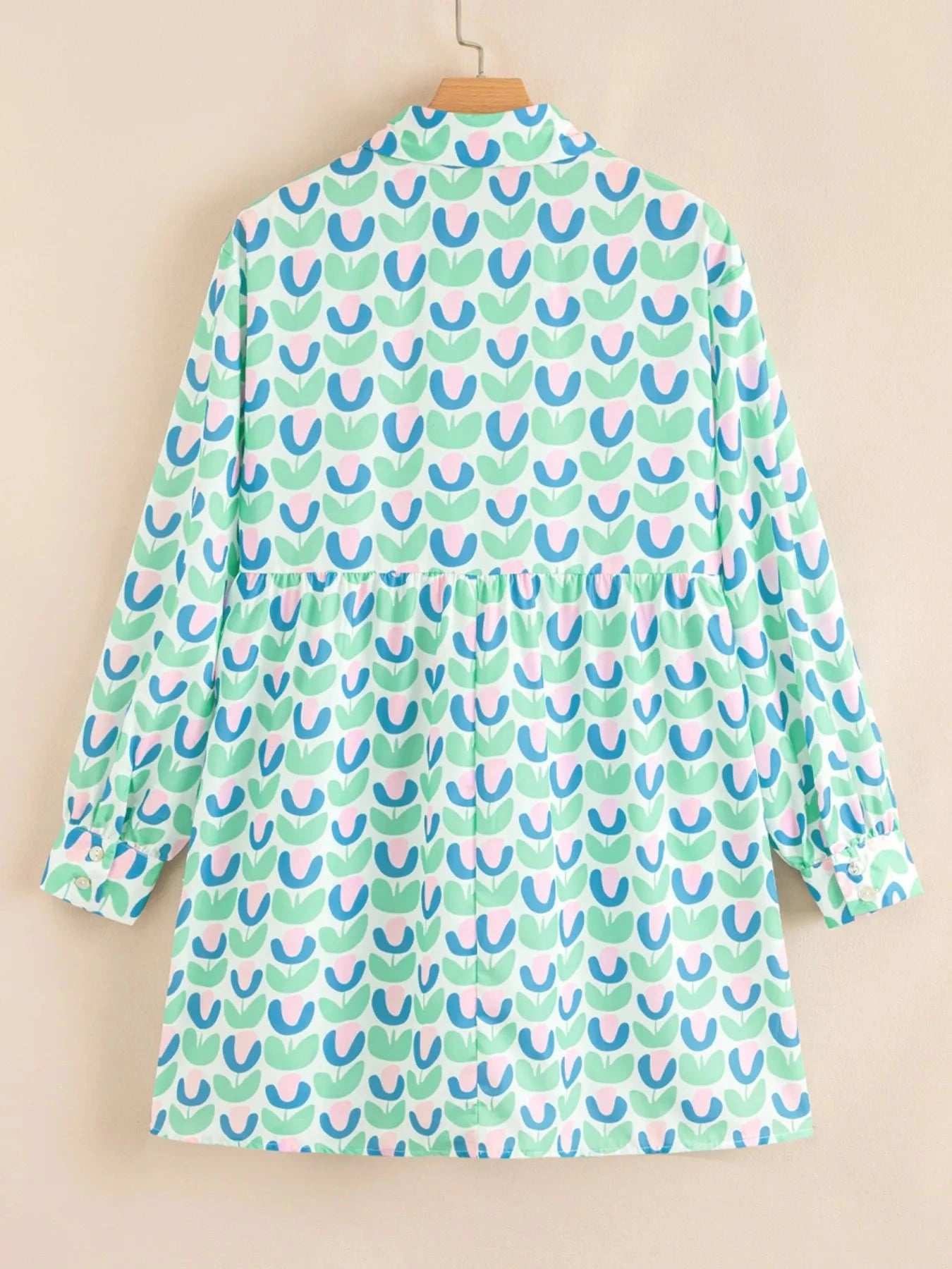 Printed Long Sleeve Shirt Dress