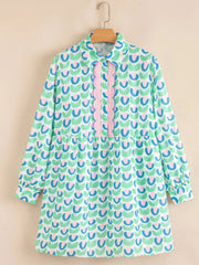 Printed Long Sleeve Shirt Dress
