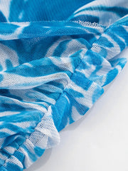 Printed Mock Neck Long Sleeve Mini Dress