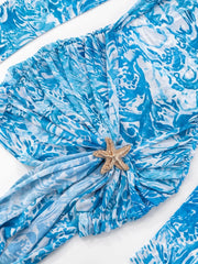 Printed Mock Neck Long Sleeve Mini Dress