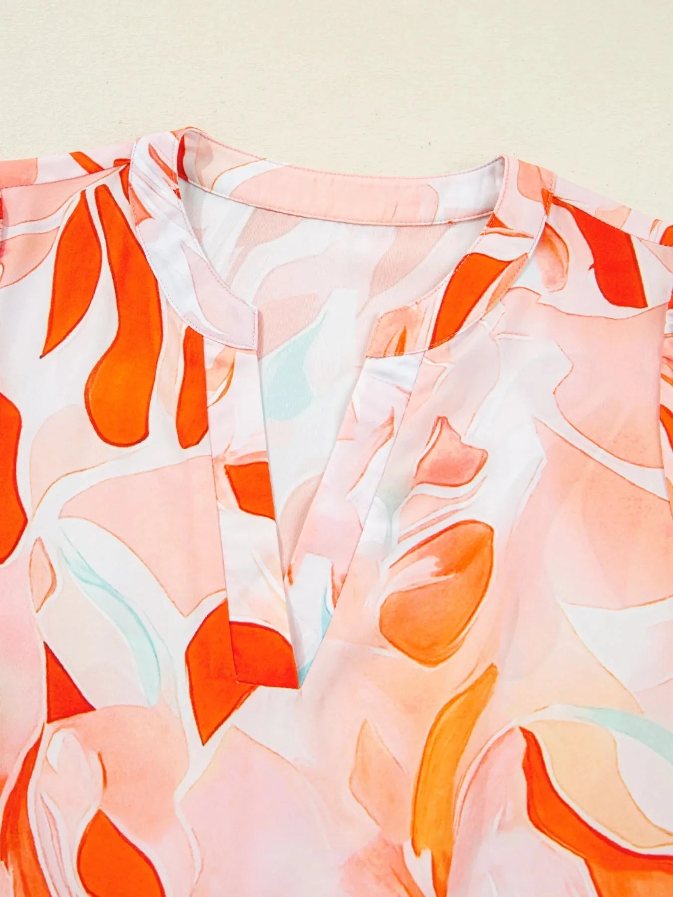 Printed Notched Long Sleeve Dress