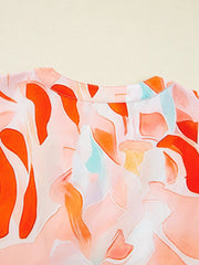 Printed Notched Long Sleeve Dress