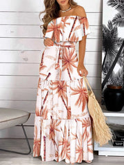 Printed Off Shoulder Maxi Dress