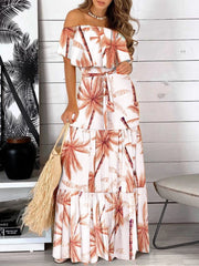 Printed Off Shoulder Maxi Dress