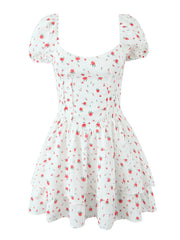 Printed Puff Sleeve Layered Dress