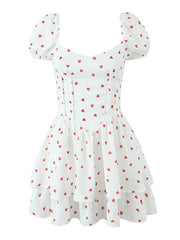 Printed Puff Sleeve Layered Dress