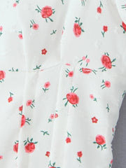 Printed Puff Sleeve Layered Dress