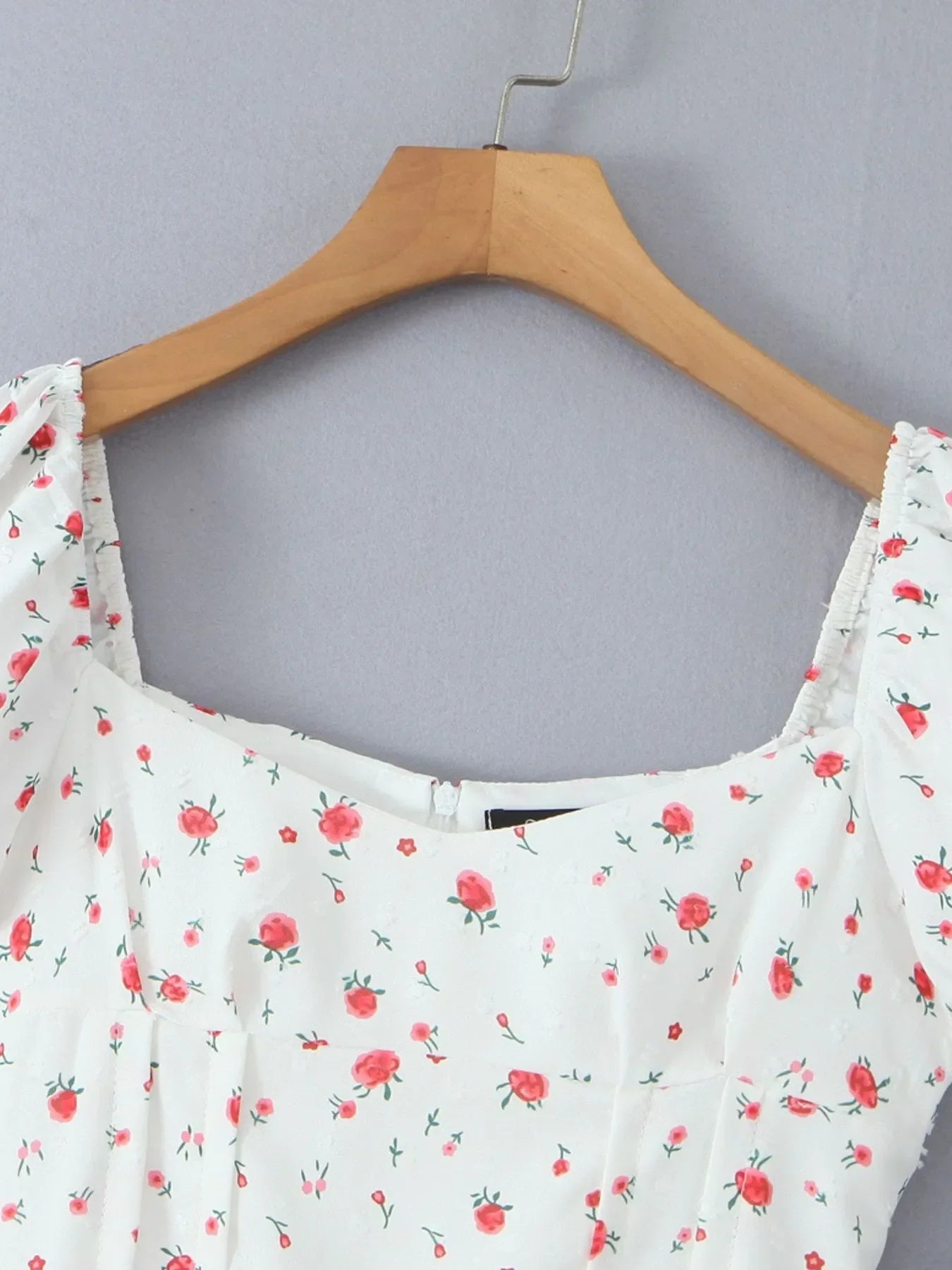 Printed Puff Sleeve Layered Dress