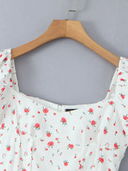 Printed Puff Sleeve Layered Dress