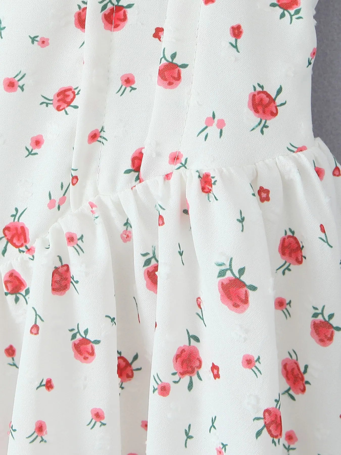 Printed Puff Sleeve Layered Dress