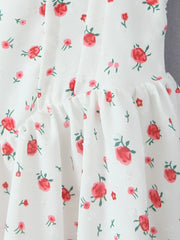 Printed Puff Sleeve Layered Dress