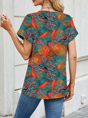 Printed Round Neck Short Sleeve Top