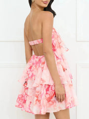 Printed Ruffled Layered Tube Dress