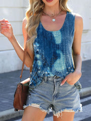 Printed Scoop Neck Wide Strap Tank