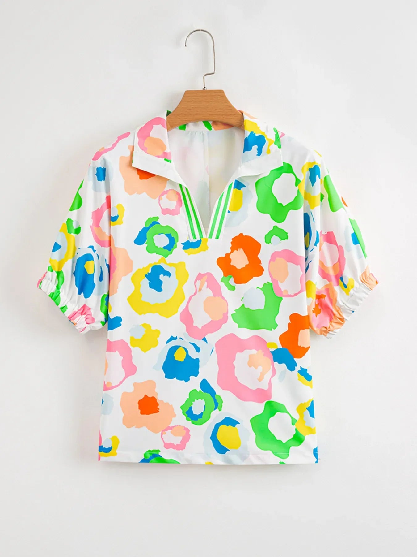 Printed Short Sleeve Blouse