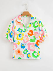 Printed Short Sleeve Blouse