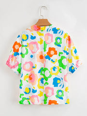 Printed Short Sleeve Blouse