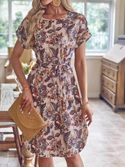Printed Short Sleeve Casual Dress