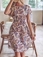 Printed Short Sleeve Casual Dress
