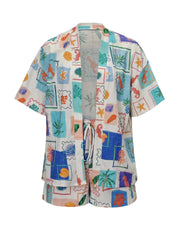 Printed Short Sleeve Shirt and Shorts Set