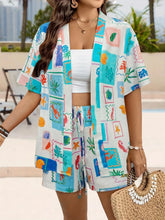 Printed Short Sleeve Shirt and Shorts Set Blue / S