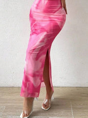 Printed Side Slit Tube Dress