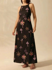 Printed Sleeveless Maxi Dress Florid / XS