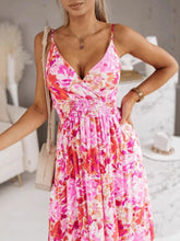 Printed Spaghetti Strap Maxi Dress Pink / S