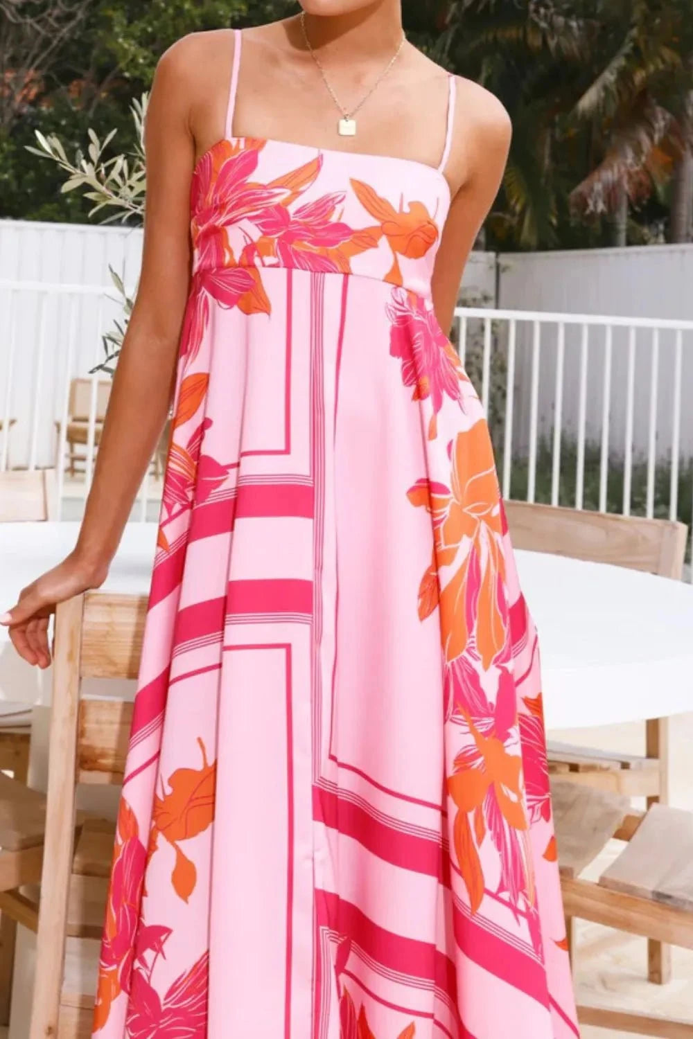 Printed Square Neck Cami Maxi Dress