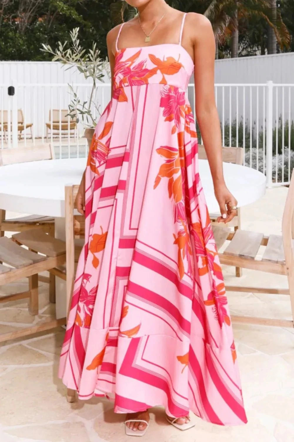 Printed Square Neck Cami Maxi Dress