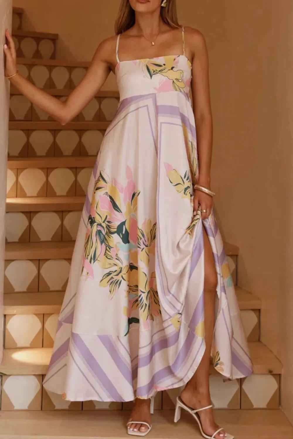 Printed Square Neck Cami Maxi Dress