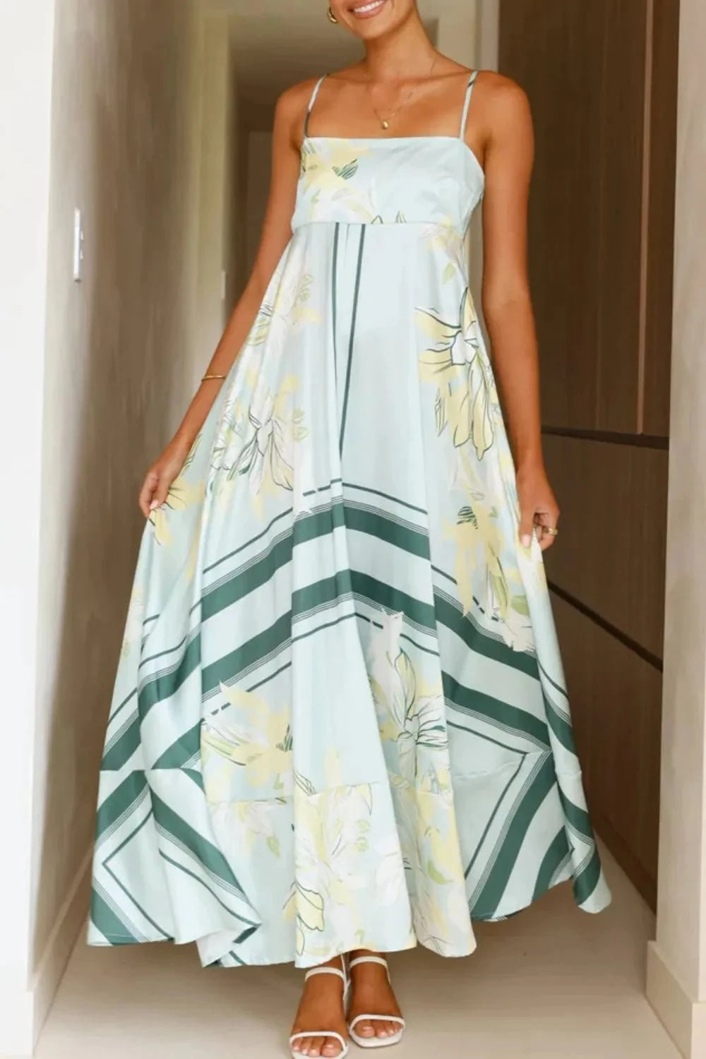 Printed Square Neck Cami Maxi Dress