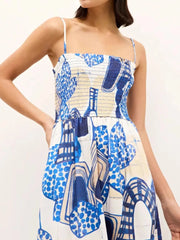 Printed Square Neck Cami Midi Dress