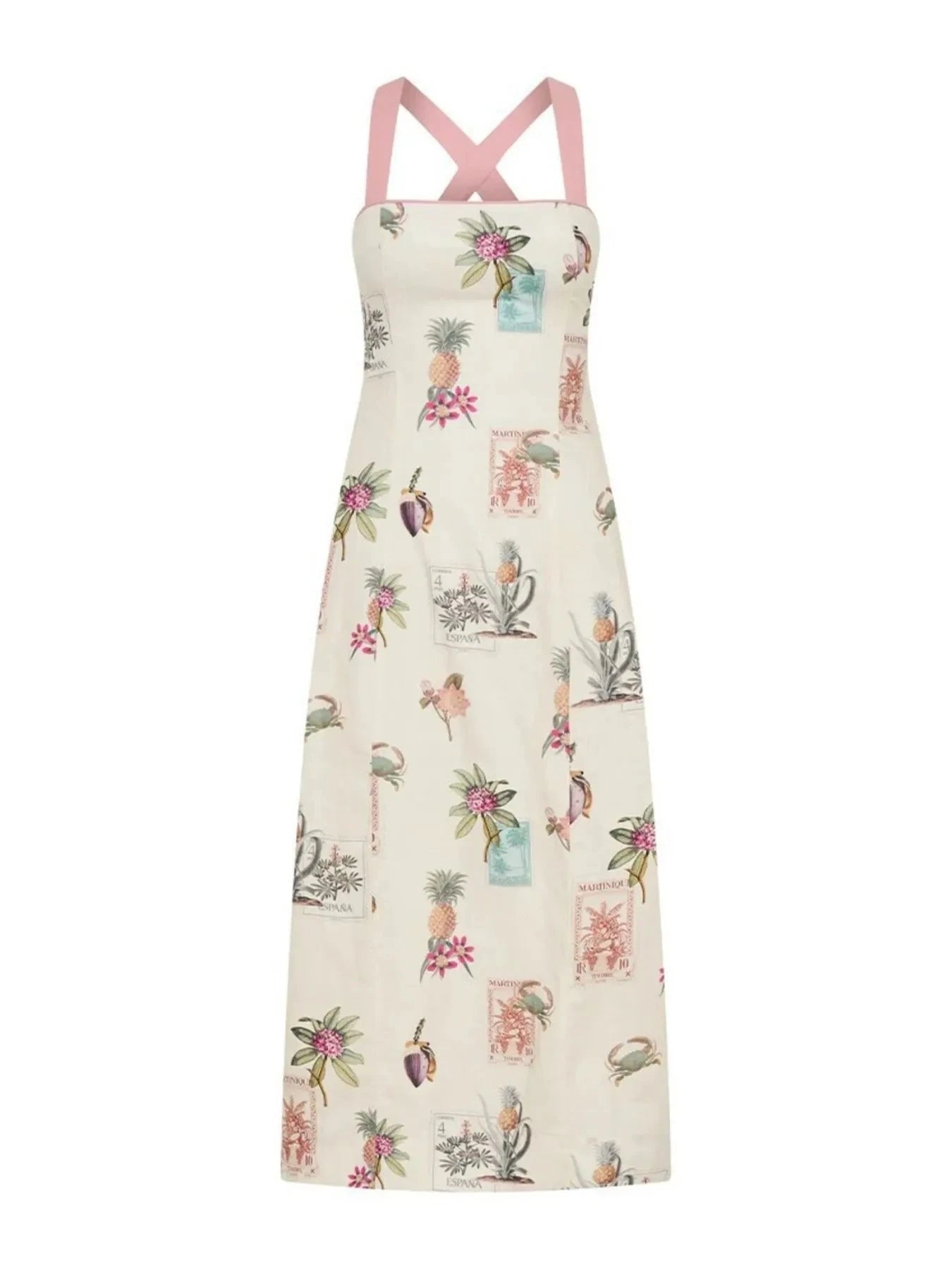 Printed Square Neck Midi Cami Dress