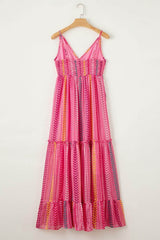 Printed Surplice Maxi Cami Dress