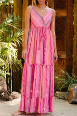 Printed Surplice Maxi Cami Dress