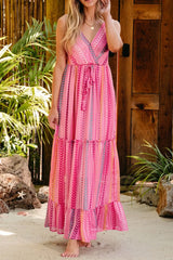 Printed Surplice Maxi Cami Dress