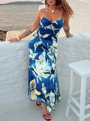 Printed Sweetheart Neck Maxi Dress