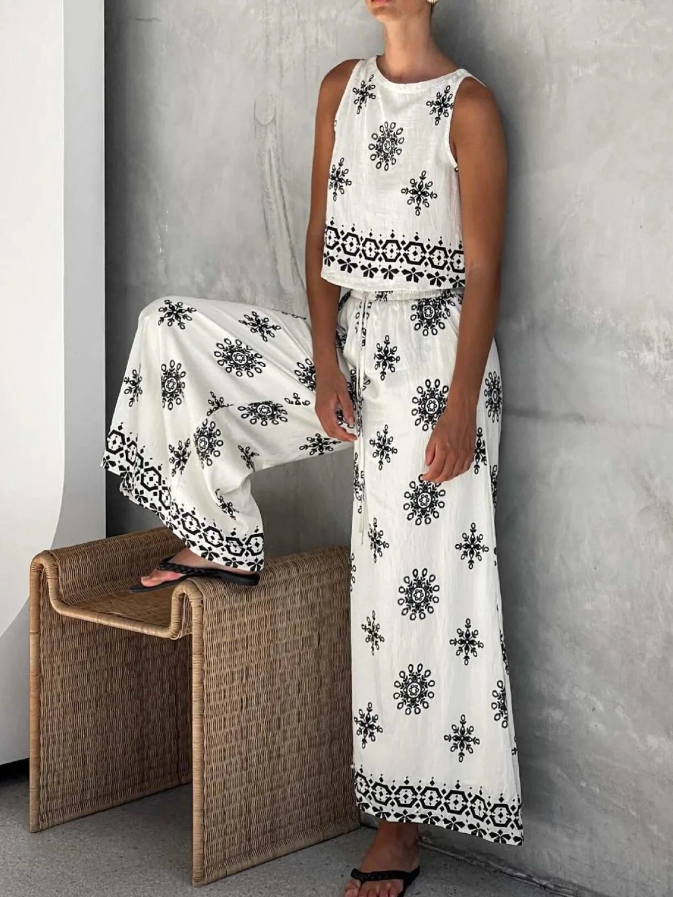 Printed Tank and Pants Set