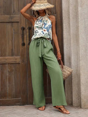 Printed Tank Top and Wide Leg Pants Set