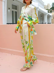 Printed Tie Back Shirt and Pants Set