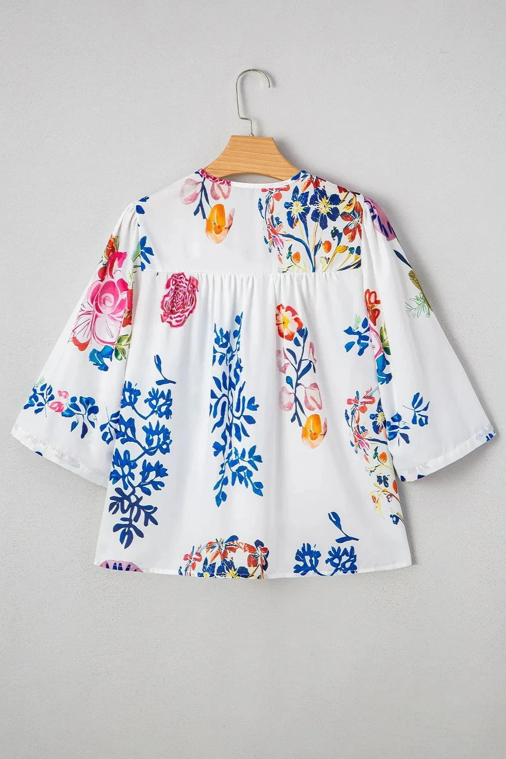 Printed Tie Neck 3/4 Sleeve Blouse